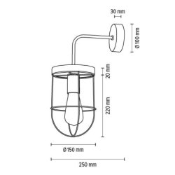 Netuno Kinkiet 1xE27 Max.25W LED Sosna Bejcowana/CzarnyZłoty