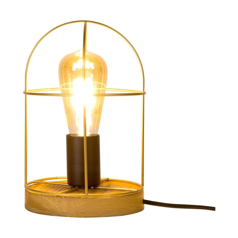 Netuno Lampa Stołowa 1xE27 Max.25W Sosna Bejcowana/Czarny/Złoty