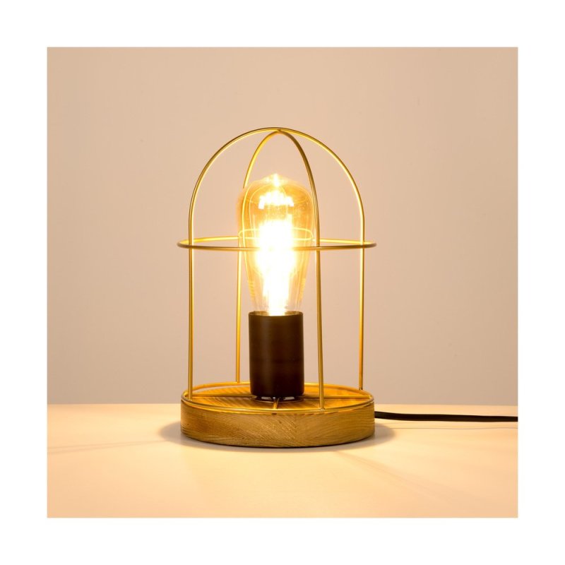 Netuno Lampa Stołowa 1xE27 Max.25W Sosna Bejcowana/Czarny/Złoty