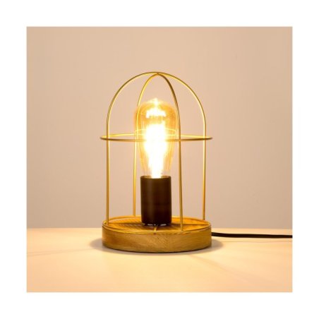 Netuno Lampa Stołowa 1xE27 Max.25W Sosna Bejcowana/Czarny/Złoty
