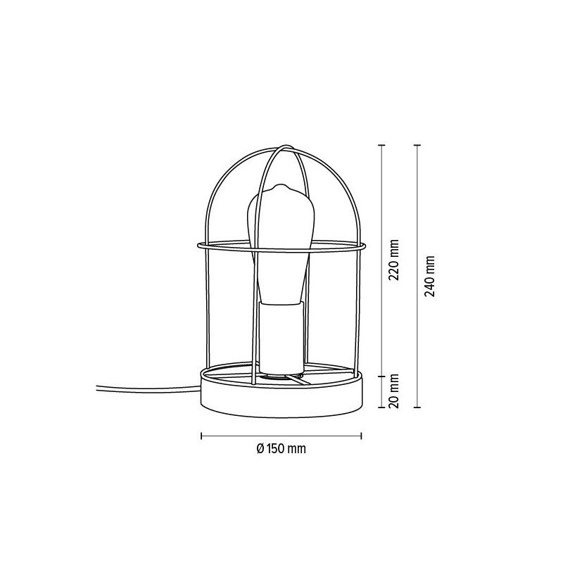 Netuno Lampa Stołowa 1xE27 Max.25W Sosna Bejcowana/Czarny/Złoty