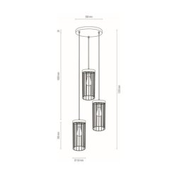 Timeo Lampa Wisząca 3xE27 Max.60W Czarny/Dąb Olejowany/Czarny