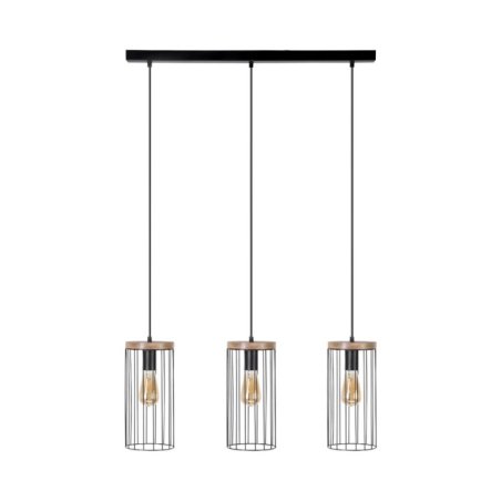 Timeo Lampa Wisząca 3xE27 Max.60W Czarny/Dąb Olejowany/Czarny