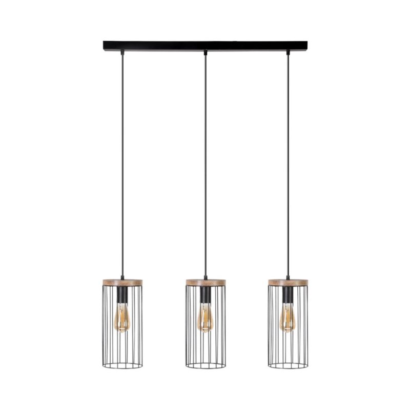 Timeo Lampa Wisząca 3xE27 Max.60W Czarny/Dąb Olejowany/Czarny