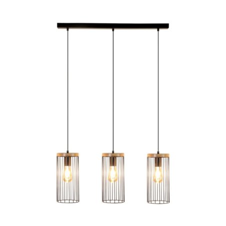 Timeo Lampa Wisząca 3xE27 Max.60W Czarny/Dąb Olejowany/Czarny