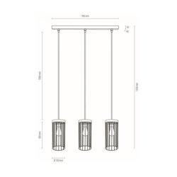 Timeo Lampa Wisząca 3xE27 Max.60W Czarny/Dąb Olejowany/Czarny