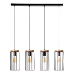 Timeo Lampa Wisząca 4xE27 Max.60W Czarny/Dąb Olejowany/Czarny