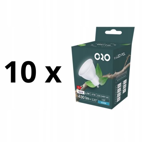 ZESTAW 10 SZTUK ŻARÓWEK LED GU10 430LM 6,5W ZIMNE