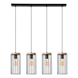 Timeo Lampa Wisząca 4xE27 Max.60W Czarny/Dąb Olejowany/Czarny