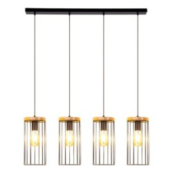 Timeo Lampa Wisząca 4xE27 Max.60W Czarny/Dąb Olejowany/Czarny