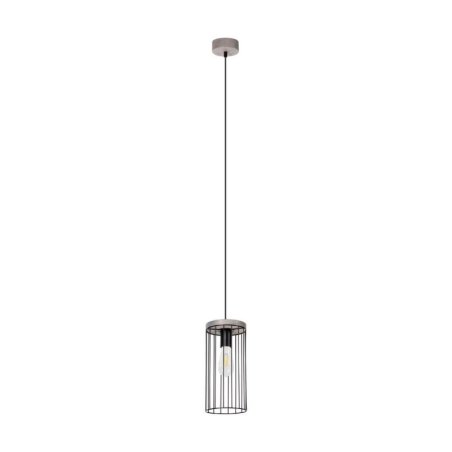 Timeo Lampa Wisząca 1xE27 60W Sosna Bejcowana Szara/CzarnyPVC/Czarny