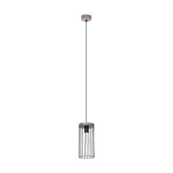 Timeo Lampa Wisząca 1xE27 60W Sosna Bejcowana Szara/CzarnyPVC/Czarny