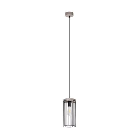 Timeo Lampa Wisząca 1xE27 60W Sosna Bejcowana Szara/CzarnyPVC/Czarny
