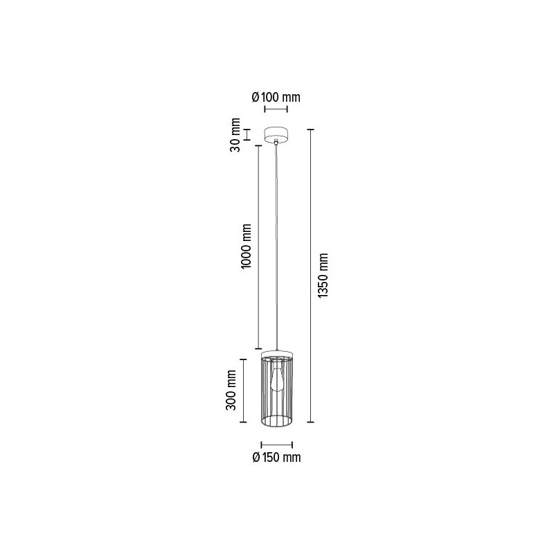 Timeo Lampa Wisząca 1xE27 60W Sosna Bejcowana Szara/CzarnyPVC/Czarny