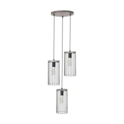 Timeo Lampa Wisząca 3xE27 60W Sosna Bejcowana Szara/Czarny PVC/Czarny