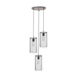 Timeo Lampa Wisząca 3xE27 60W Sosna Bejcowana Szara/Czarny PVC/Czarny