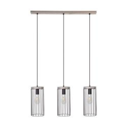 Timeo Lampa Wisząca 3xE27 Max.60W Sosna Bejcowana Szara/Czarny PVC/Czarny