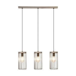 Timeo Lampa Wisząca 3xE27 Max.60W Sosna Bejcowana Szara/Czarny PVC/Czarny