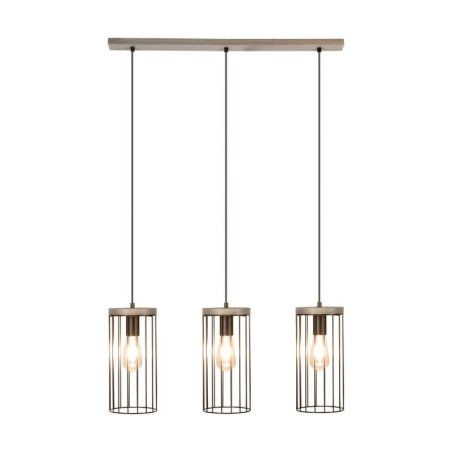 Timeo Lampa Wisząca 3xE27 Max.60W Sosna Bejcowana Szara/Czarny PVC/Czarny