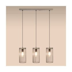 Timeo Lampa Wisząca 3xE27 Max.60W Sosna Bejcowana Szara/Czarny PVC/Czarny