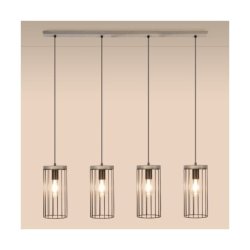 Timeo Lampa Wisząca 4xE27 Max.60W Sosna Bejcowana Szara/Czarny PVC/Czarny