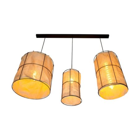 Marinero Lampa Wisząca 3xE27 Max.15W LED Czarny/Czarny Oplot/Czarny-Len