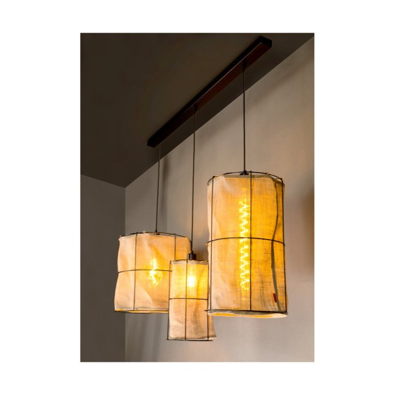 Marinero Lampa Wisząca 3xE27 Max.15W LED Czarny/Czarny Oplot/Czarny-Len