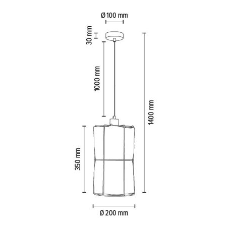 Marinero Lampa Wisząca 1xE27 Max.15W LED Czarny/Czarny Oplot/Czarny-Len
