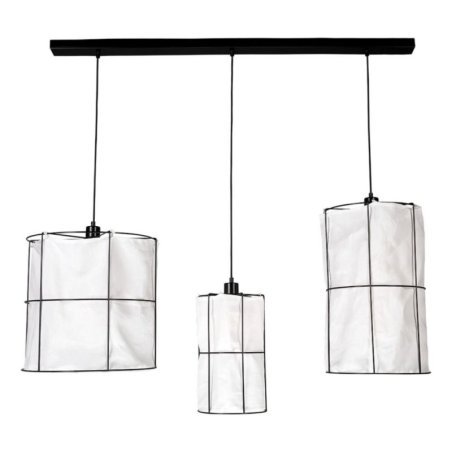 Marinero Lampa Wisząca 3xE27 Max.15W LED Czarny/Czarny Oplot/Czarny-/Biały Len