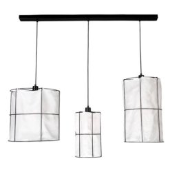 Marinero Lampa Wisząca 3xE27 Max.15W LED Czarny/Czarny Oplot/Czarny-/Biały Len