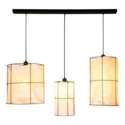 Marinero Lampa Wisząca 3xE27 Max.15W LED Czarny/Czarny Oplot/Czarny-/Biały Len