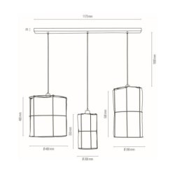 Marinero Lampa Wisząca 3xE27 Max.15W LED Czarny/Czarny Oplot/Czarny-/Biały Len
