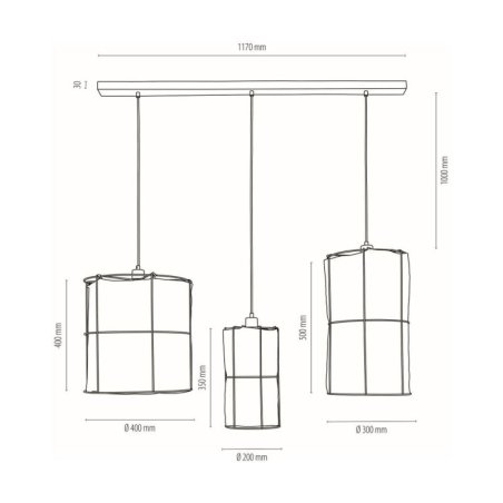 Marinero Lampa Wisząca 3xE27 Max.15W LED Czarny/Czarny Oplot/Czarny-/Biały Len