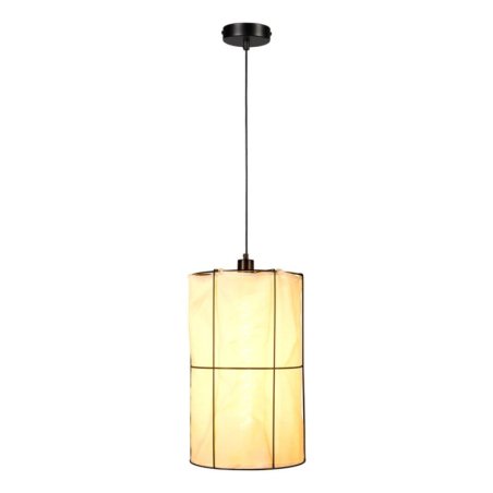 Marinero Lampa Wisząca 1xE27 Max.15W LED Czarny/Czarny Oplot/Czarny-Biały Len