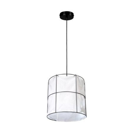 Marinero Lampa Wisząca 1xE27 Max.15W LED Czarny/Czarny Oplot/Czarny-Biały Len