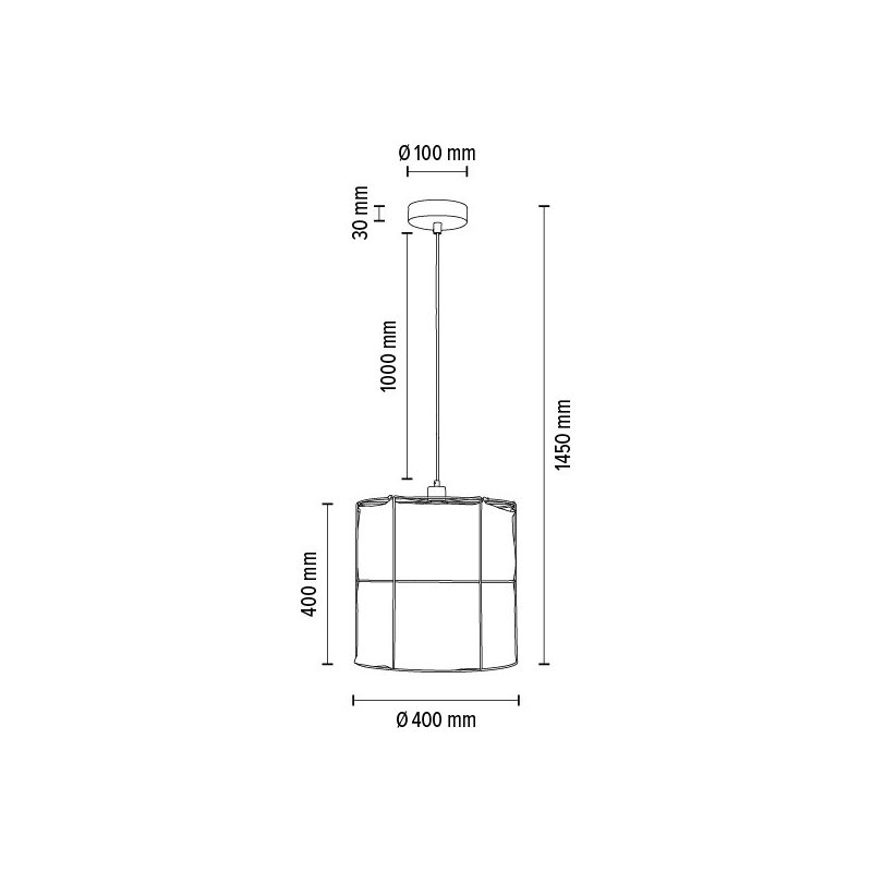Marinero Lampa Wisząca 1xE27 Max.15W LED Czarny/Czarny Oplot/Czarny-Biały Len
