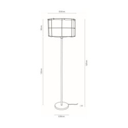 Marinero Lampa Podłogowa 1xE27 Max.15W LED Czarny/Czarny PVC/Czarny-Biały Len
