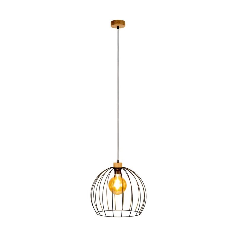 Coop Lampa Wisząca 1xE27 Max.60W Dąb Olejowany/Czarny PVC/Czarny
