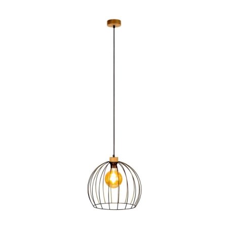 Coop Lampa Wisząca 1xE27 Max.60W Dąb Olejowany/Czarny PVC/Czarny