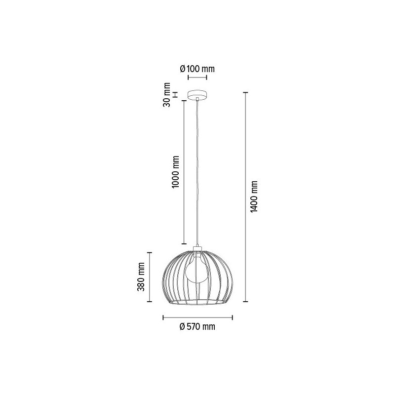 Coop Lampa Wisząca 1xE27 Max.60W Dąb Olejowany/Czarny/Czarny