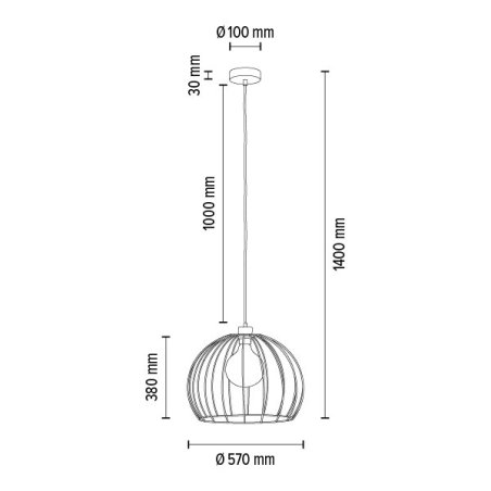 Coop Lampa Wisząca 1xE27 Max.60W Czarny/Czarny
