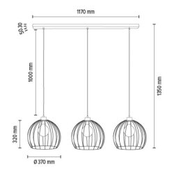 Coop Lampa Wisząca 3xE27 Max.60W Czarny/Czarny PVC