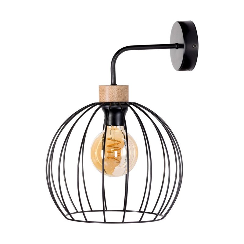 Coop Kinkiet 1xE27 Max.60W Czarny/Dąb Olejowany