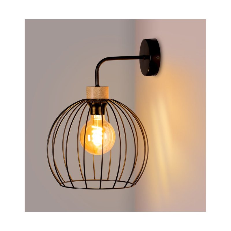 Coop Kinkiet 1xE27 Max.60W Czarny/Dąb Olejowany