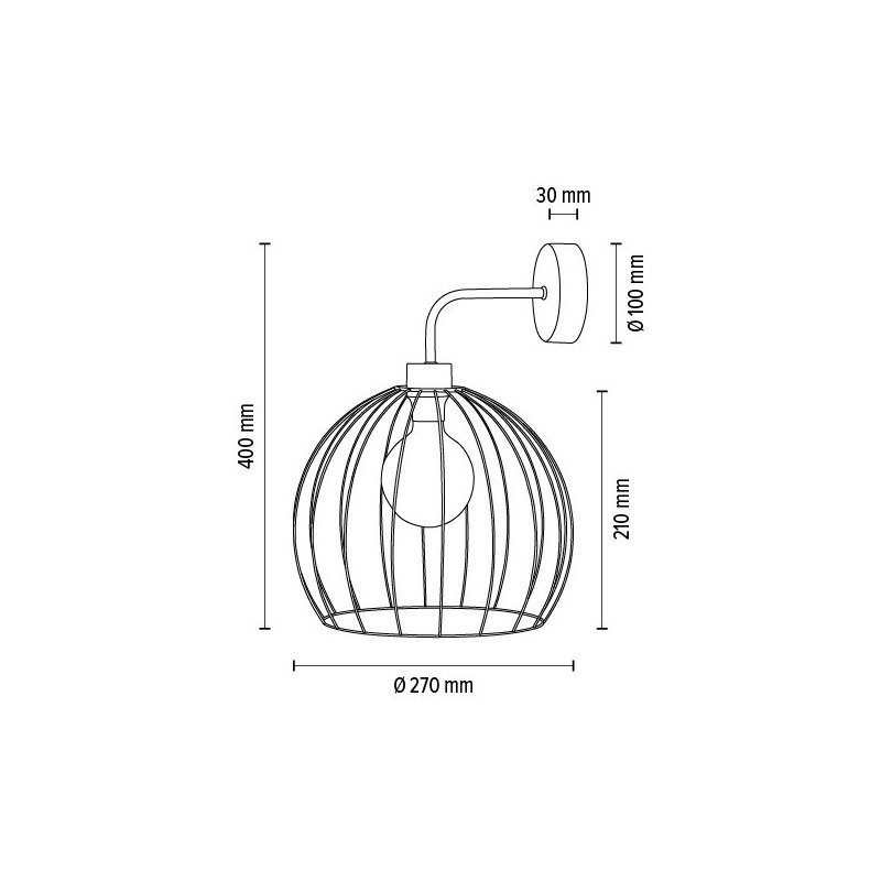 Coop Kinkiet 1xE27 Max.60W Czarny/Dąb Olejowany