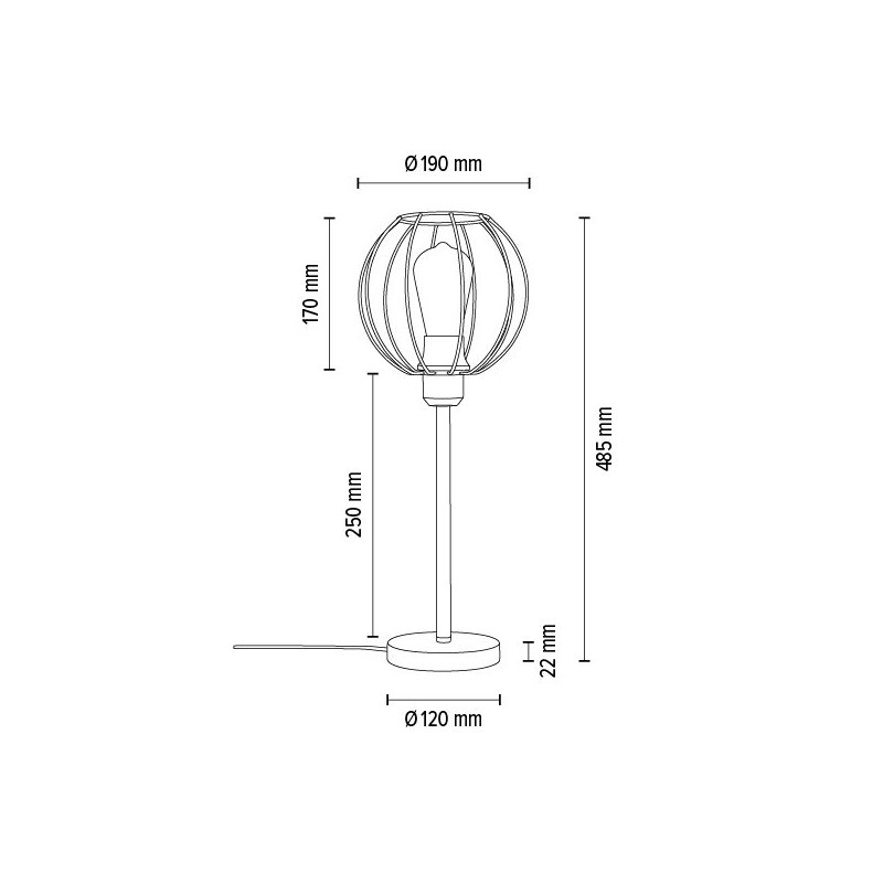 Coop Lampa Stołowa 1xE27 Max.25W Czarny/Czarny PVC