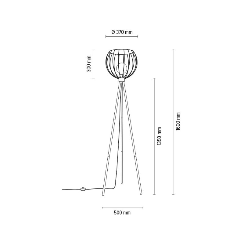 Coop Lampa Podłogowa 1xE27 Max.40W Czarny/Czarny PVC