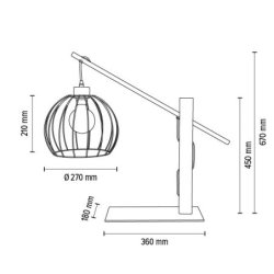 Mandarine Lampa Stołowa 1xE27 Max.60W Czarny/Orzech/Czarny