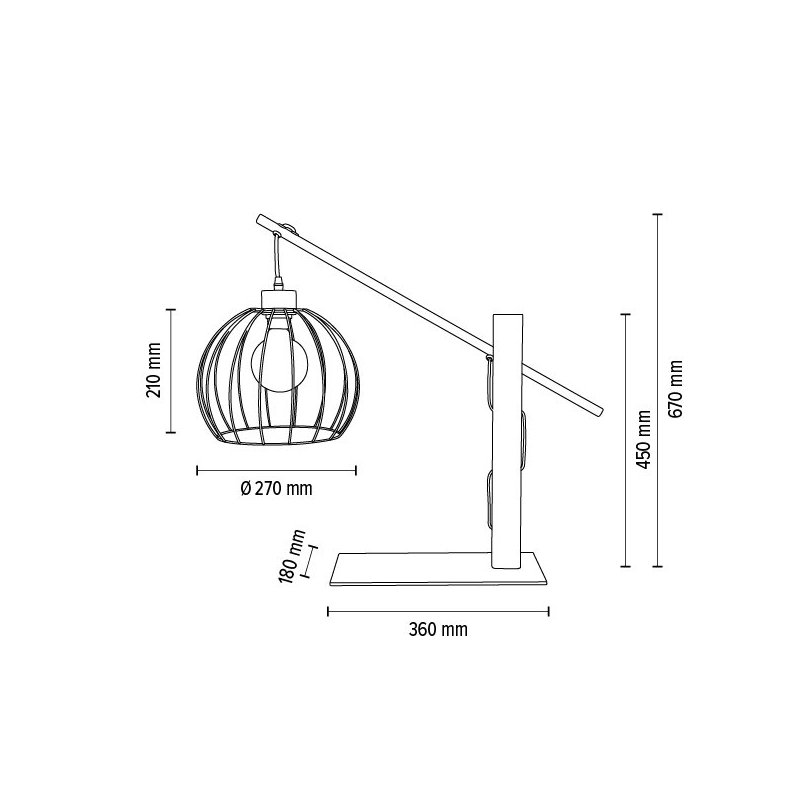 Mandarine Lampa Stołowa 1xE27 Max.60W Czarny/Orzech/Czarny