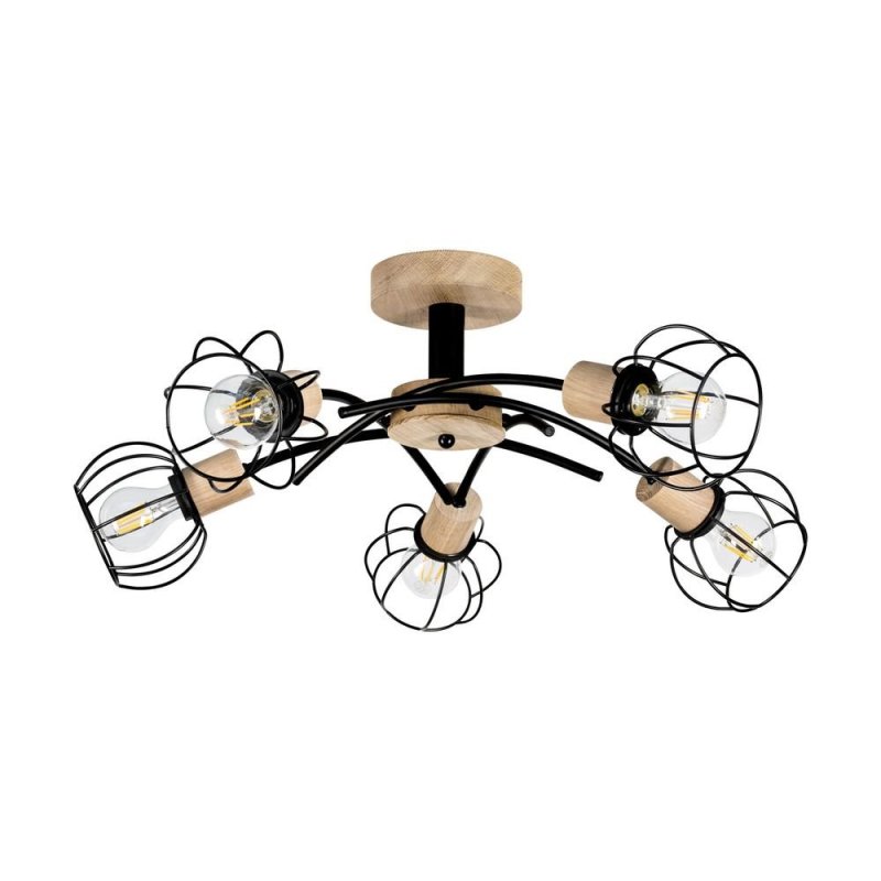 Viviane Lampa Sufitowa 5xE27 Max.60W Dąb Olejowany/Czarny